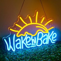 Nosun Wake In Bake Neon Sign Coffee Bar Neon Signs For Wall Decor With Dimmable Yellow Blue Led Neon Sign Sun Neon Lights Sign F