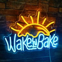 Nosun Wake In Bake Neon Sign Coffee Bar Neon Signs For Wall Decor With Dimmable Yellow Blue Led Neon Sign Sun Neon Lights Sign F