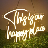 Nosun This Is Our Happy Place Neon Sign Happy Place Neon Signs For Wall Decor Dimmable Warm White Led Signs For Bedroom Classroo