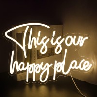 Nosun This Is Our Happy Place Neon Sign Happy Place Neon Signs For Wall Decor Dimmable Warm White Led Signs For Bedroom Classroo