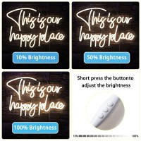 Nosun This Is Our Happy Place Neon Sign Happy Place Neon Signs For Wall Decor Dimmable Warm White Led Signs For Bedroom Classroo