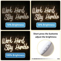 Nosun Work Hard Stay Humble Neon Sign Warm White Neon Signs For Wall Decor With Dimmable Office Led Neon Signs Motivational Neon