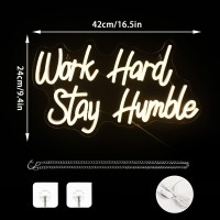 Nosun Work Hard Stay Humble Neon Sign Warm White Neon Signs For Wall Decor With Dimmable Office Led Neon Signs Motivational Neon