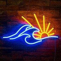 Sunrise Sunset Neon Sign Wave Neon Signs For Wall Decor Dimmable Yellow Blue Sunrise Ocean Led Sign Sun Neon Lights Signs For