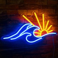 Sunrise Sunset Neon Sign Wave Neon Signs For Wall Decor Dimmable Yellow Blue Sunrise Ocean Led Sign Sun Neon Lights Signs For