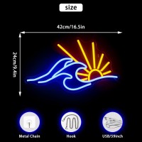 Sunrise Sunset Neon Sign Wave Neon Signs For Wall Decor Dimmable Yellow Blue Sunrise Ocean Led Sign Sun Neon Lights Signs For