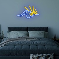 Sunrise Sunset Neon Sign Wave Neon Signs For Wall Decor Dimmable Yellow Blue Sunrise Ocean Led Sign Sun Neon Lights Signs For