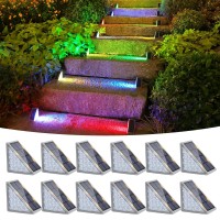 Volisun Solar Stair Lights 12 Pack, 7 Fixed Colors, Solar Step Lights Outdoor Waterproof, Christmas Outdoor Step Lights, Solar Deck Lights Outdoor Decor For Garden Stair, Front Step, Porch And Patio