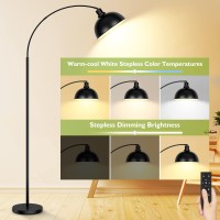 Arc Floor Lamps For Living Room Modern Tall Standing Lamp Remote Control Stepless Dimmable Black Floor Lamp With Hanging Dome S