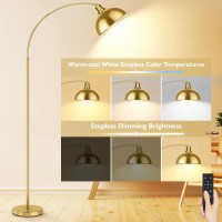 Arc Floor Lamps For Living Room Modern Tall Standing Lamp Remote Control Stepless Dimmable Gold Floor Lamp With Hanging Dome Sh