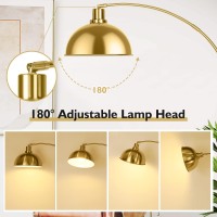 Arc Floor Lamps For Living Room Modern Tall Standing Lamp Remote Control Stepless Dimmable Gold Floor Lamp With Hanging Dome Sh