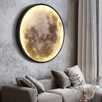 Dimmable Moon Wall Light 196 Inch Wall Light With Remote Control Plugin Modern Led Wall Light 24W Black Wall Lamp Indoor Wall