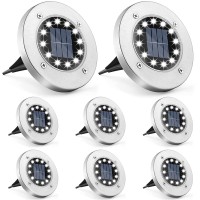 Onstuy Solar Outdoor Lights,12 Leds Garden Solar Lights Outdoor Waterproof Solar Pathway Lights Bright In-Ground Lights Outdoor Lighting Decor For Lawn,Patio,Driveway,Step,8 Packs(White Light)