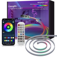 Orahon Neon Rope Lights, Usb 6.56Ft Rgb Led Neon Lights For Bedroom,Waterproof Ip67 Diy Design,Music Sync,44Key Remote,App Control, For Bedside Gaming Wall Decor Holidays 05