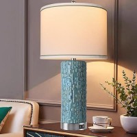 Vpazg Ceramic Table Lamps Set Of 2 Lamps For Bedroom Living Room Office 26 Rotary Coastal Bedside Lamp For Nightstand With 2 U