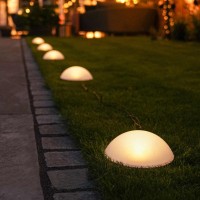 Festive Lights 5 Pack Of Solar Powered Pebble Path Lights, Outdoor Garden Pathway White & Warm White Led Dome Lighting