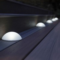 Festive Lights 5 Pack Of Solar Powered Pebble Path Lights, Outdoor Garden Pathway White & Warm White Led Dome Lighting