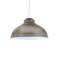 Ledsone Industrial Ceiling Lampshade, Vintage Retro Curved Dome Pendant Lamp Shade For Ceiling Lights (Satin Nickel)