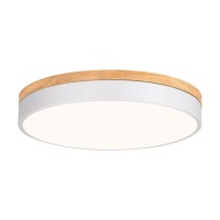 Woknos Modern Dimmable Led Close To Ceiling Light Minimalist Wood Oak Flush Mount Ceiling Light Fixture Circle Lighting With Lam