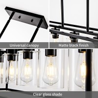 Hccz 6 Light Dining Room Light Fixture Black Farmhouse Chandelier Kitchen Island Pendant Lighting Rectangle Modern Industrial Li