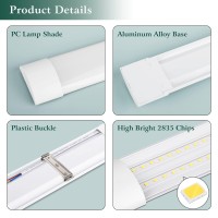 Colmeguna 2 Packs 4Ft Led Batten Light Ultra Light Slim Ceiling Surface Mounted Light 40W Day Light 4000K Ip20 Led Ceiling