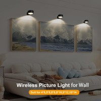 Blisaleiip 3Pcs Picture Light Battery Operated Remote Painting Light For Wall With 3 Lighting 60H Art Display Light With Dimmab