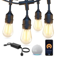 Xmcosy+ Smart Outdoor String Lights, 72.5 Ft Patio Lights With 22 Edison Shatterproof Bulbs, App & Wifi Control Dimmable String Lights, Work With Alexa, Ip65 Waterproof Led String Lights For Outside