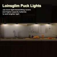 Loinsglim Puck Lights With Remote Control, Wireless Led Puck Light For Kitchen,Battery Operated Under Cabinet Lights, Under Counter Lighting Dimmable, Stick On Lights For Closet Black (4Pack)