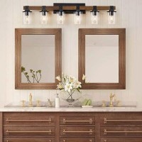 Dadul 6Light Bathroom Vanity Light Farmhouse Bathroom Light Fixtures Over Mirror Classic Wood Vanity With Clear Glass Shade