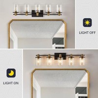 5 Light Bathroom Vanity Light Black And Gold Bathroom Light Fixtures With Clear Glass Shade Matte Black Finish Brushed Gold C