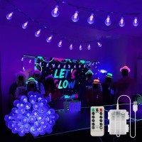 Fairy Lights Battery Operated Uv Black Light With Remote Timer, 16.4Ft 50Led Uv Crystal Globe Bubble Ball Usb String Lights, 8 Modes Twinkle Lights Black Lights For Glow Party Fluorescent Tapestry