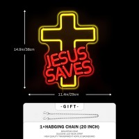 Janhune Cross Neon Signs Jesus Saves Led Signs For Wall Decor Dimmable Jesus Neon Lights Signs For Bedroom Living Room Christian Church Events Birthday Christmas Decor Gifts(Yellow,Red)