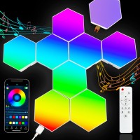 Aeasiup Hexagon Light Panels Cool Rgb Led Hexagon Wall Light Panels With With App Remote Control Diy Hexagon Lights For Wal