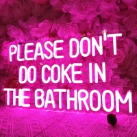 Sylhome Pink Please Dont Do Coke Tn The Bathroom Led Neon Light Sign Game Room Bedroom Bar Store Hotel Wall Decor Sign Birthday