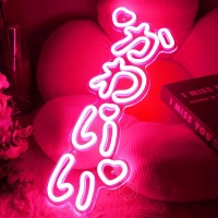 Sylhome Led Neon Light Sign Pronunciationkawaii Vertical Cute Japanese Anime Light Up Wall Decor Sign Teenager Girls K