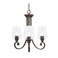 Curl Uplight, 3 Light, Chandelier Shown In Bronze Finish With 5