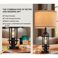 Gsafava Industrial Black Metal Table Lamps Living Room 2375 Lamp For Nightstand Set Of 2 Bedside End Lamp Home Decor Touch L