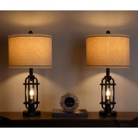 Gsafava Industrial Black Metal Table Lamps Living Room 2375 Lamp For Nightstand Set Of 2 Bedside End Lamp Home Decor Touch L