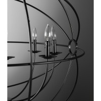 38 Inch Classic 8 Light Chandelier In Sphere Design, Black Finished Iron