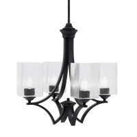 Zilo Uplight, 4 Light, Chandelier In Matte Black Finish With 4