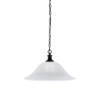 Chain Hung Pendant Shown In Matte Black Finish With 20