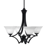 Zilo Uplight, 4 Light, Chandelier In Matte Black Finish With 7