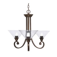 Curl Uplight, 3 Light, Chandelier Shown In Bronze Finish With 10