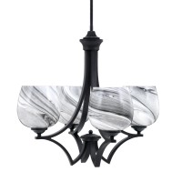 Zilo Uplight, 4 Light, Chandelier In Matte Black Finish With 6