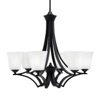 Zilo Uplight, 6 Light, Chandelier In Matte Black Finish With 4.5