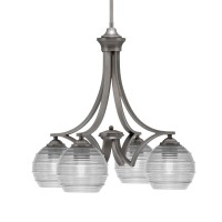 Zilo Downlight, 4 Light, Chandelier In Graphite Finish With 6