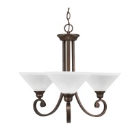 Curl Uplight, 3 Light, Chandelier Shown In Bronze Finish With 10