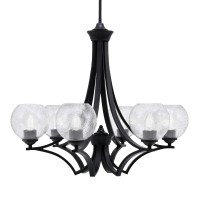 Zilo Uplight, 6 Light, Chandelier In Matte Black Finish With 5.75