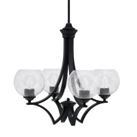 Zilo Uplight, 4 Light, Chandelier In Matte Black Finish With 5.75