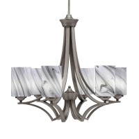 Zilo Uplight, 6 Light, Chandelier In Graphite Finish With 4